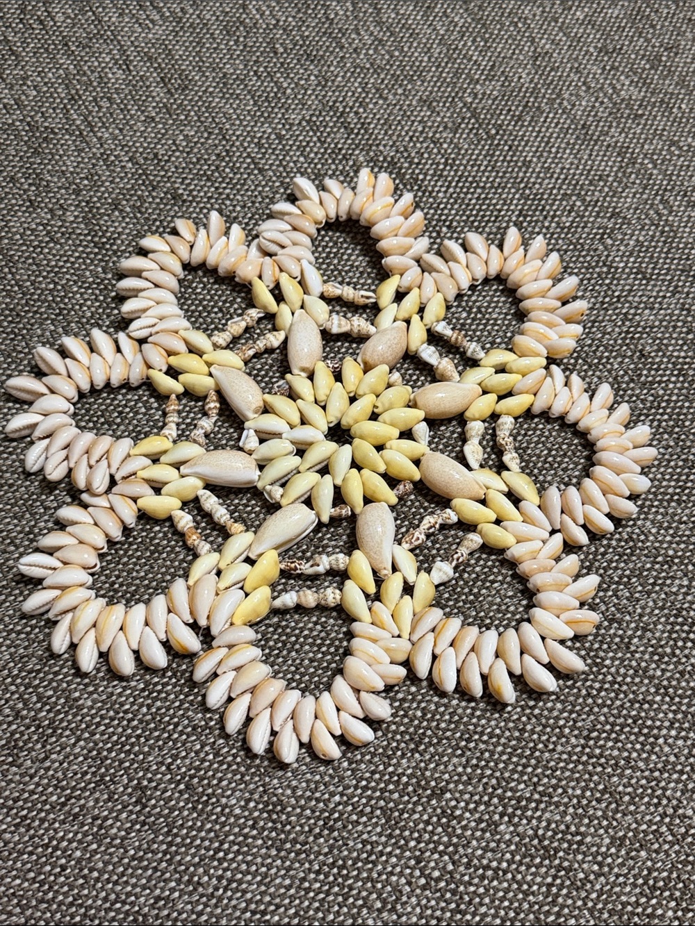 Vintage Cowrie Shell Trivet kitchen hot pad Handmade from natural Cowrie Shells